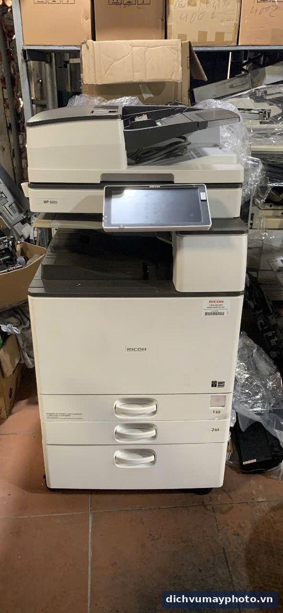Máy photocopy Ricoh MP 6055 cũ – đã vệ sinh, test bản chụp trước khi bán/cho thuê
