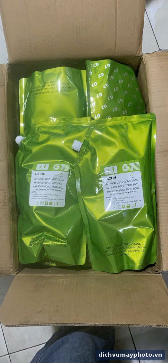 Mực đổ máy photocopy Ricoh túi 1kg (MP 6000/7001/8001/9002…)
