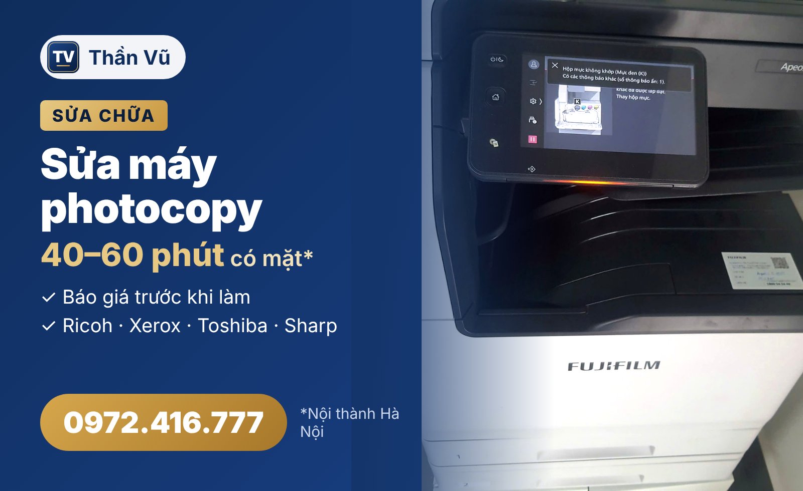 Sửa máy photocopy tận nơi Hà Nội