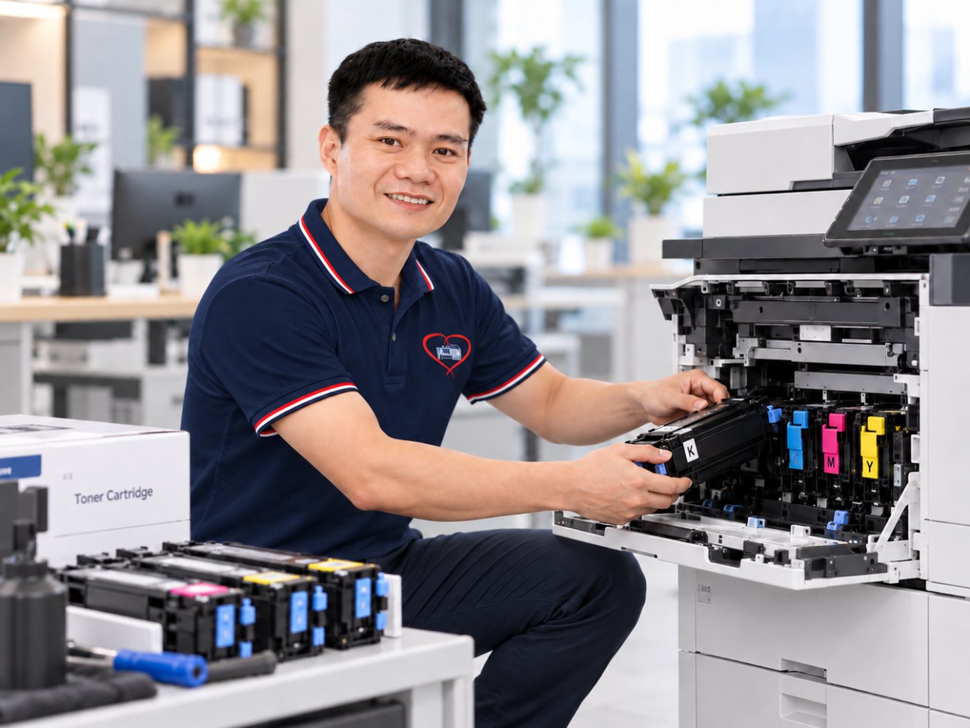 Thay hộp mực máy photocopy màu tận nơi
